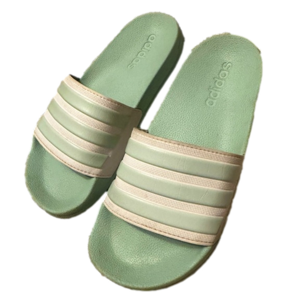 Blue adidas slides​​